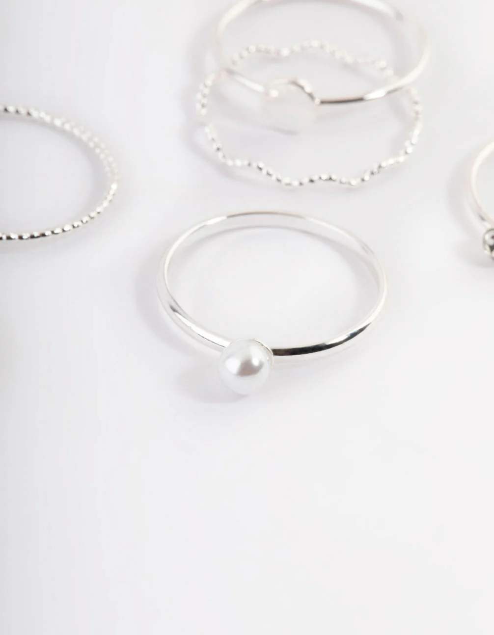 Silver Dainty Pearly Ring 6-Pack - Image 3