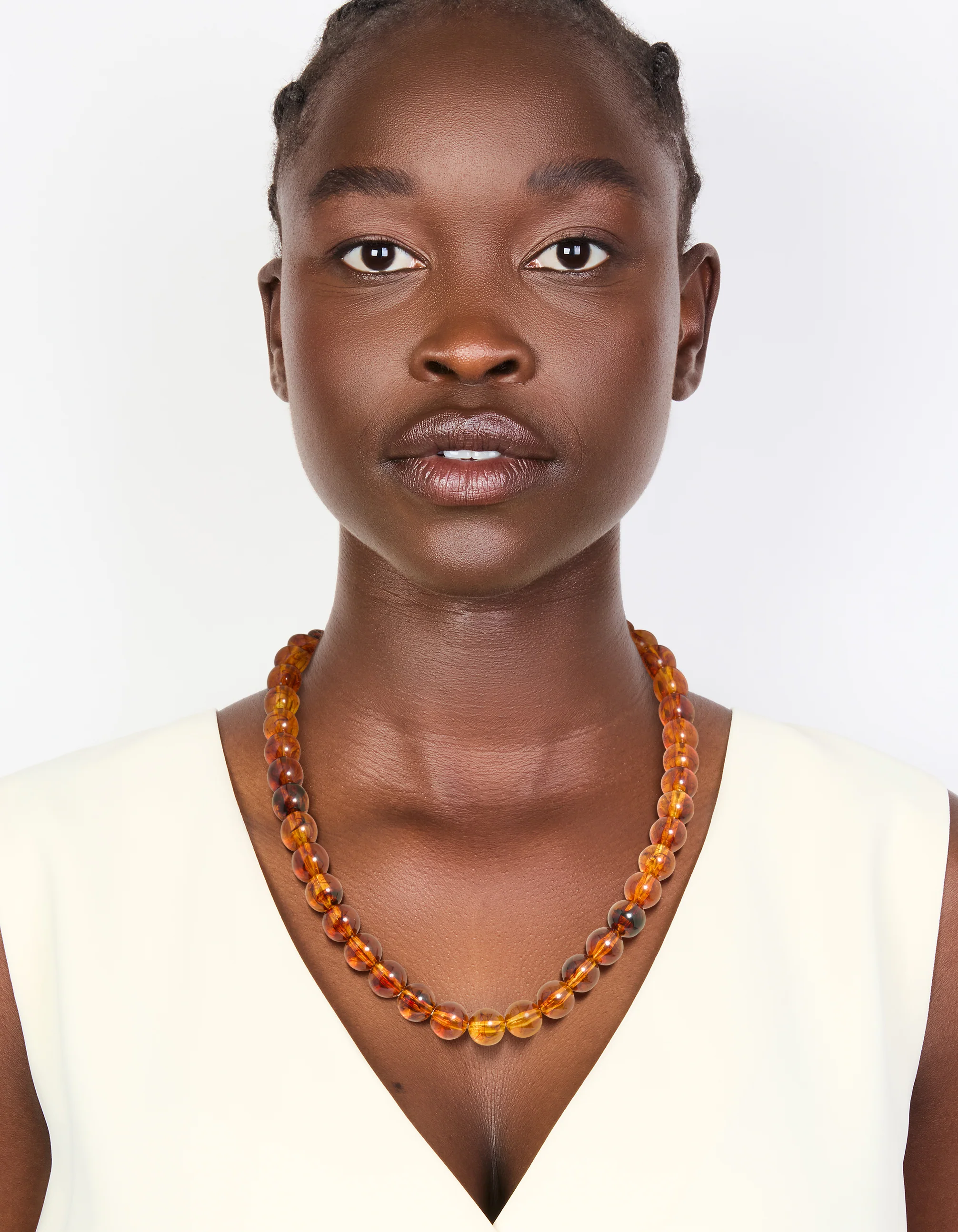 Brown Acrylic Beaded Necklace - Image 3