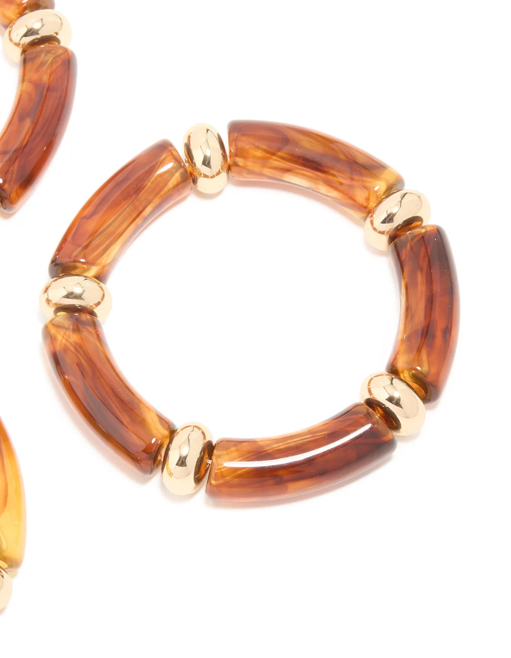 Brown Gold & Acrylic Stretch Bracelets 3-Pack - Image 5