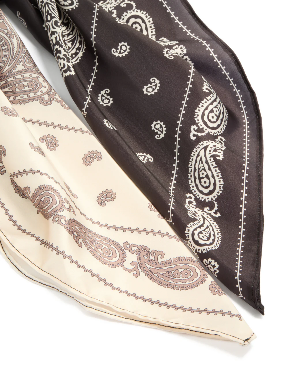 Chocolate Brown & Cream Paisley Printed Fabric Long Scarf Scrunchie - Image 3