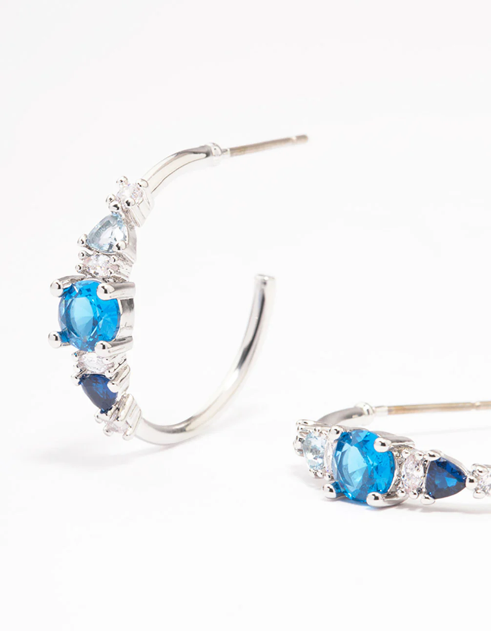 Silver Cubic Zirconia Graduating Hoop Earrings - Image 2