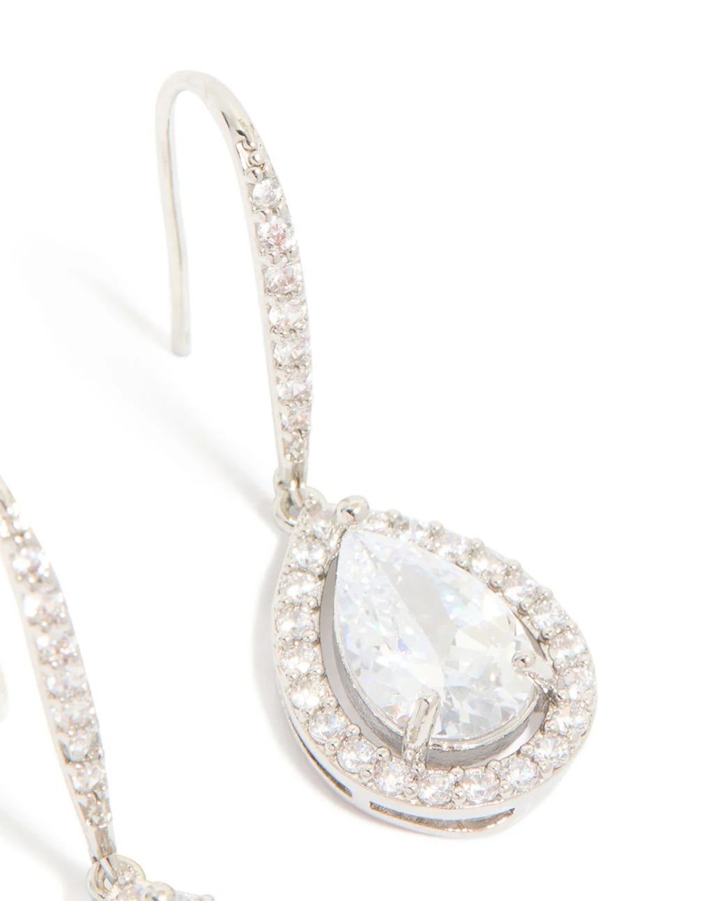Silver Cubic Zirconia Teardrop Earrings - Image 5
