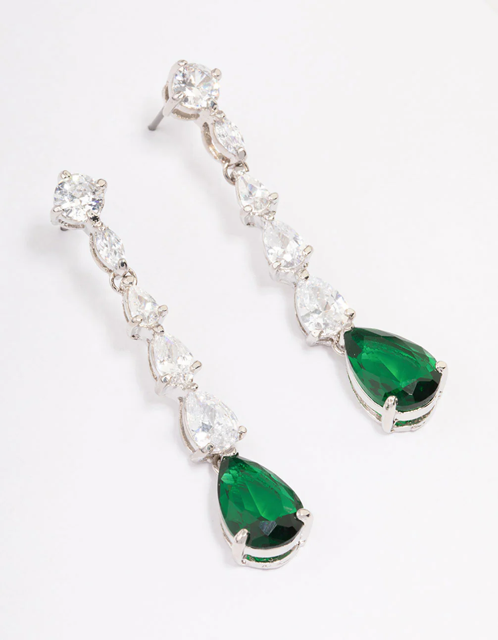 Silver Multi Cubic Zirconia Teardrop Earrings - Image 2