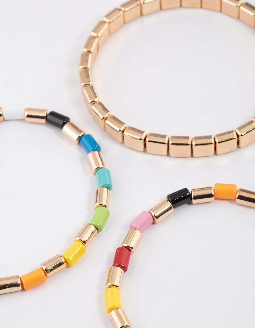 Gold Multi Beaded Stretch Bracelet - Image 2