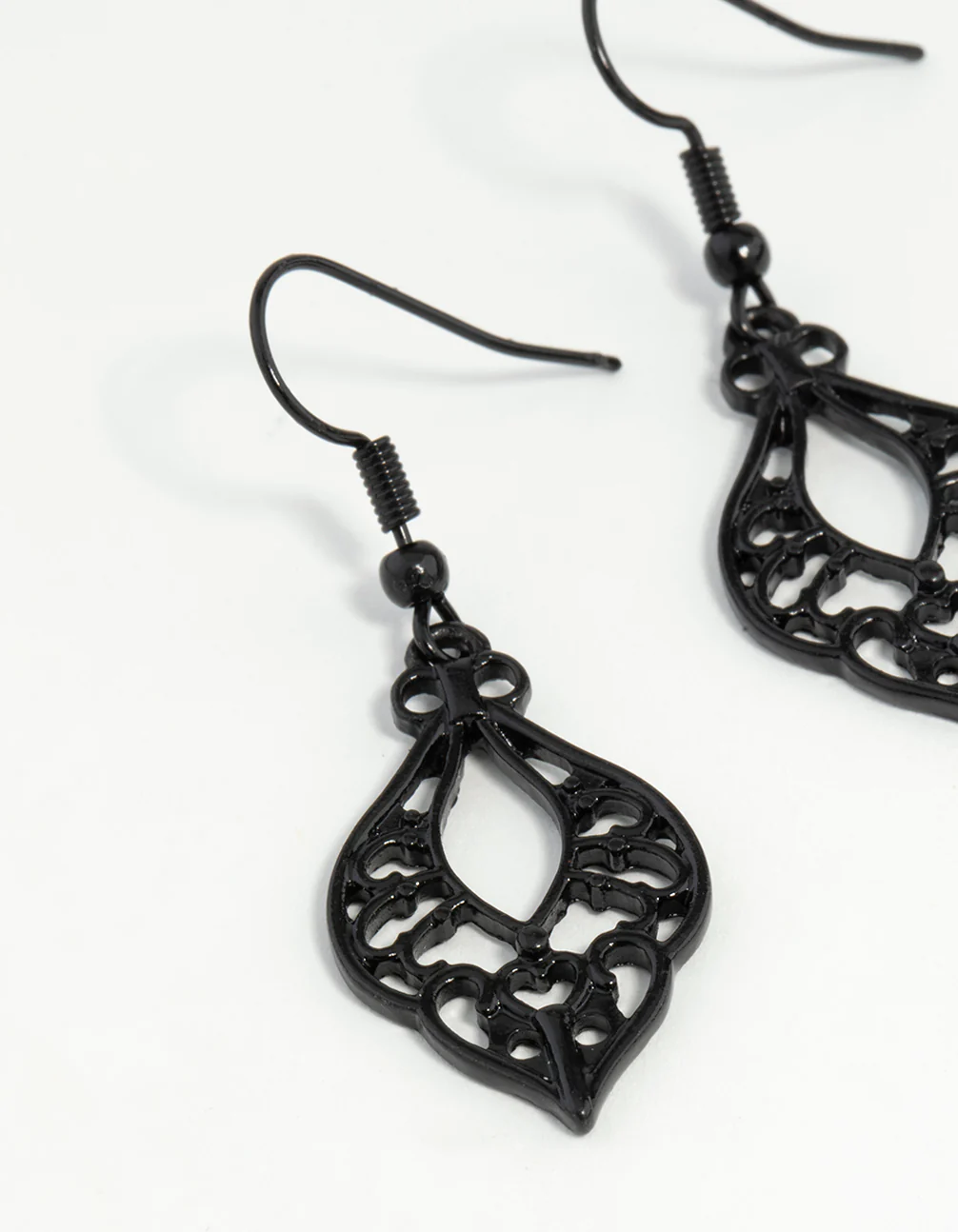 Black Cutout Bohemian Drop Earrings - Image 7