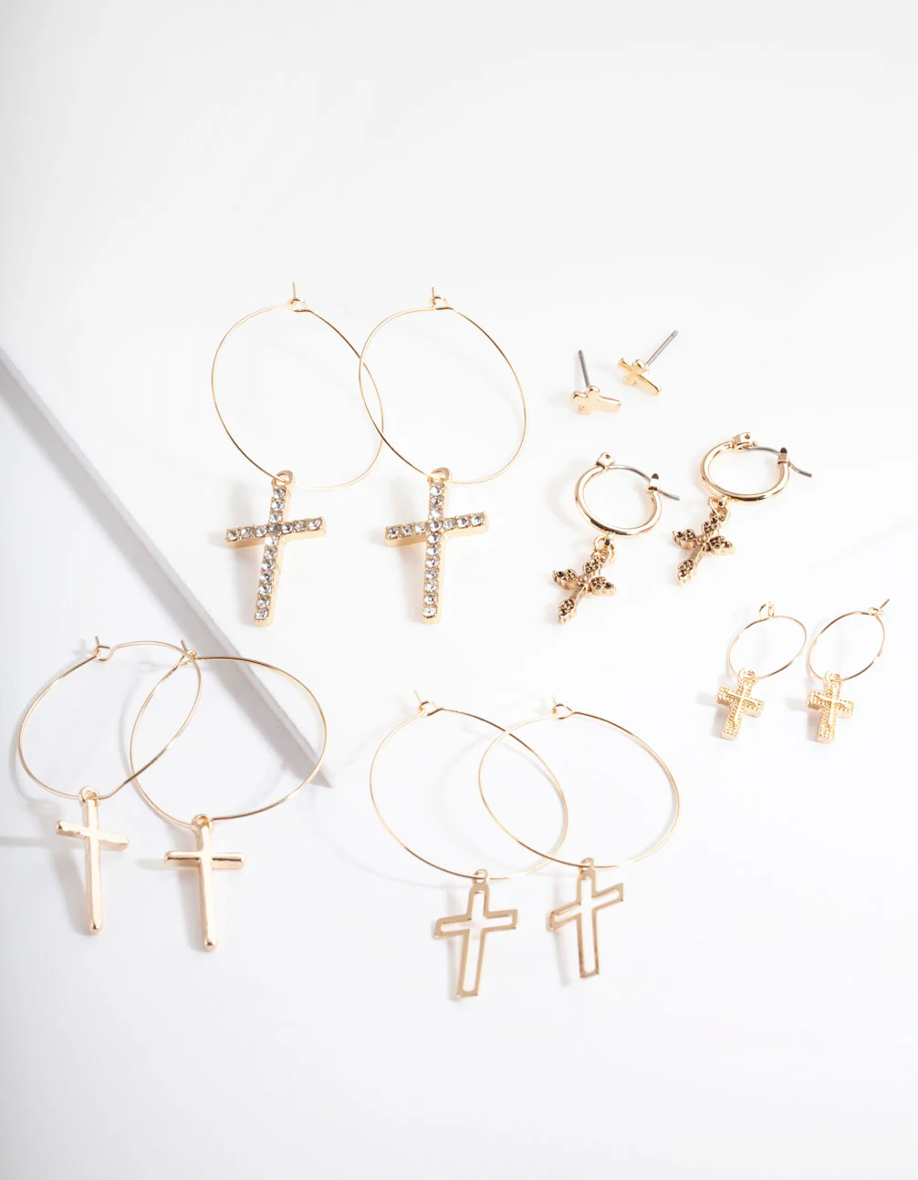 Gold Cross Hoop Earring Pack