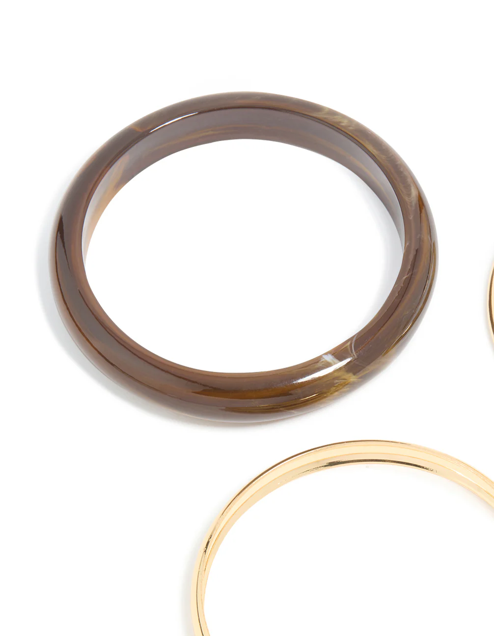 Gold & Brown Acrylic Bangles 3-Pack - Image 2
