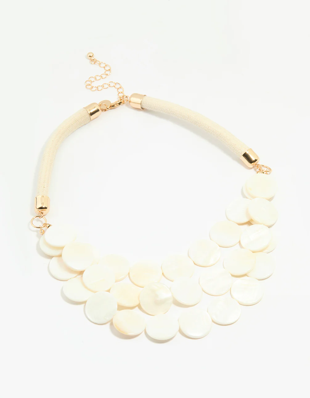 Gold Genuine Shell Layered Disc Cord Necklace - Image 2
