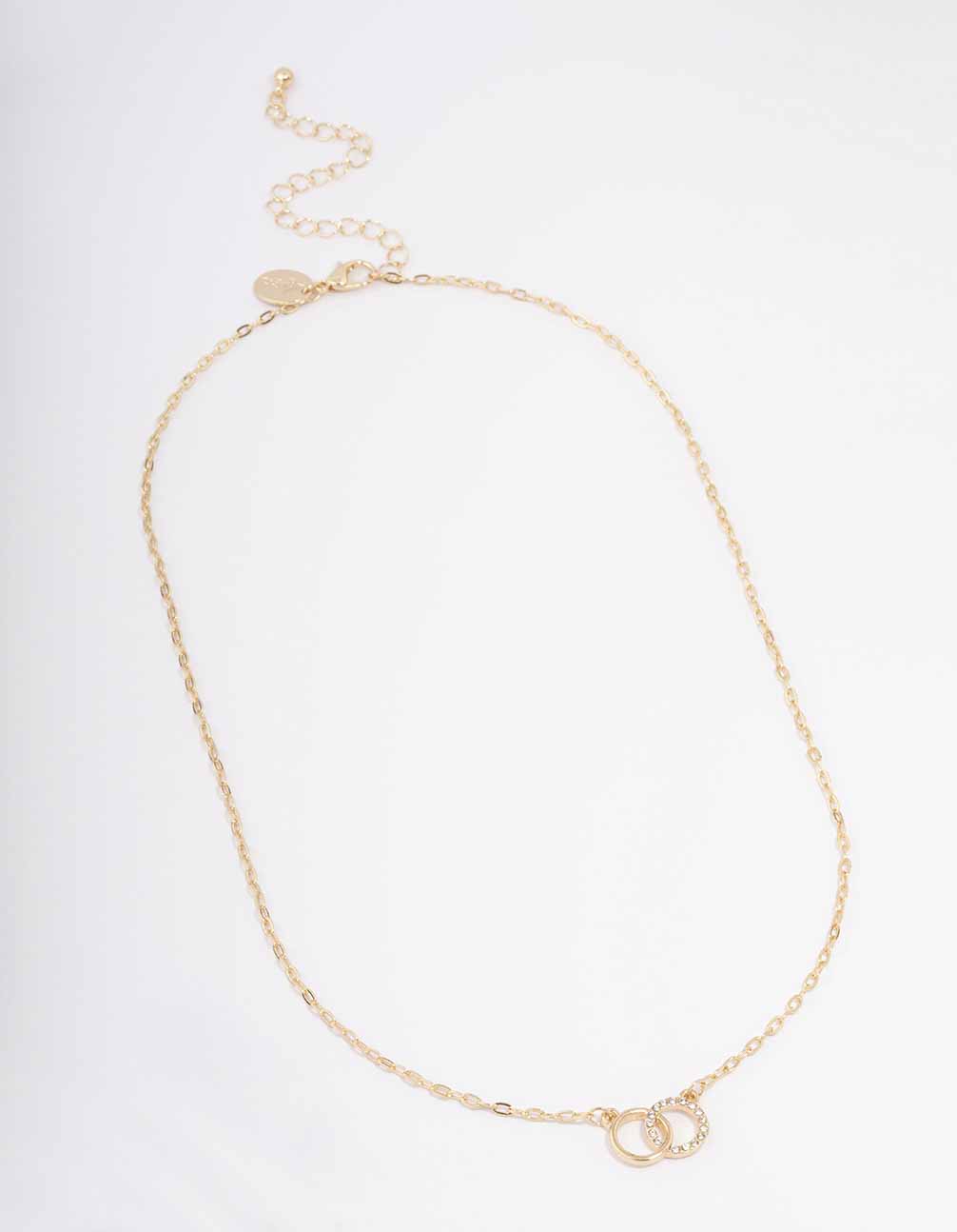 Gold Linked Diamante Circle Necklace - Image 3