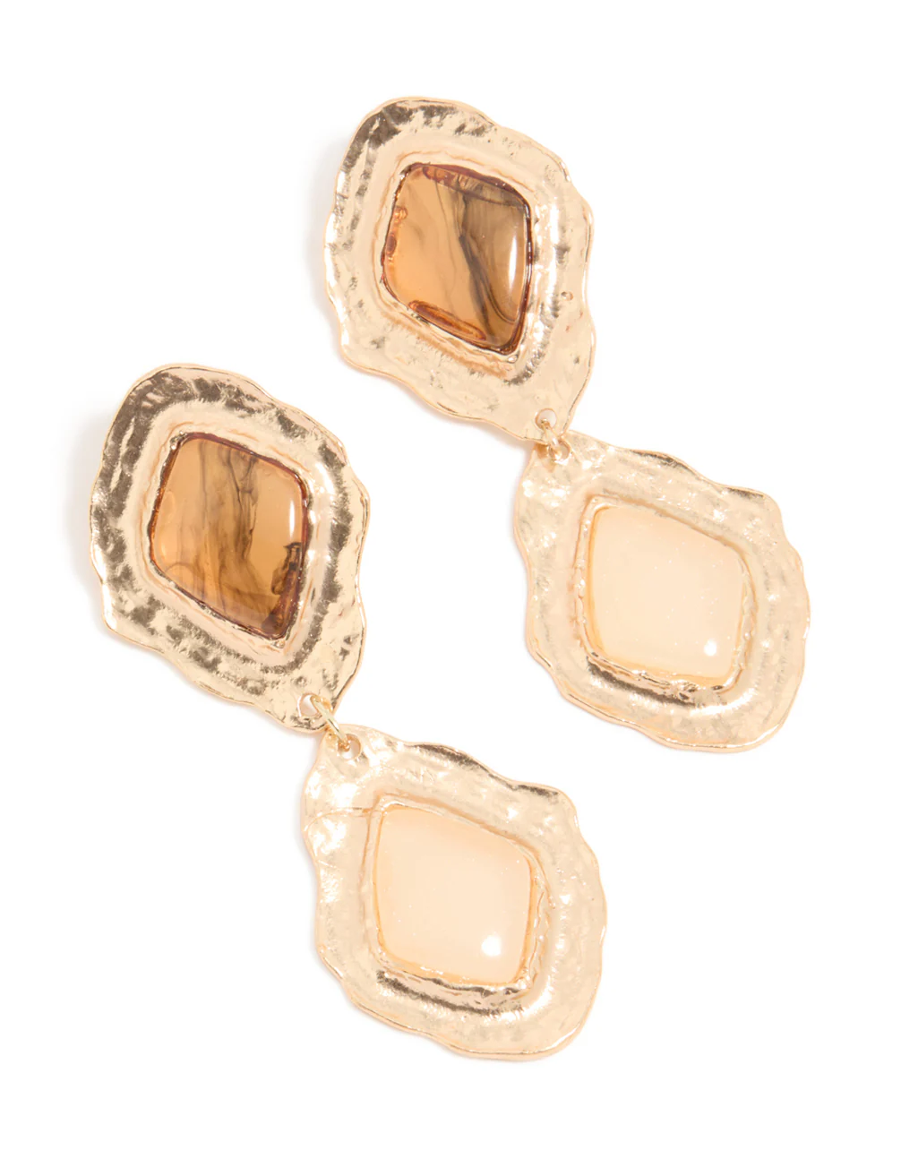 Gold Molten Aztec Drop Earrings