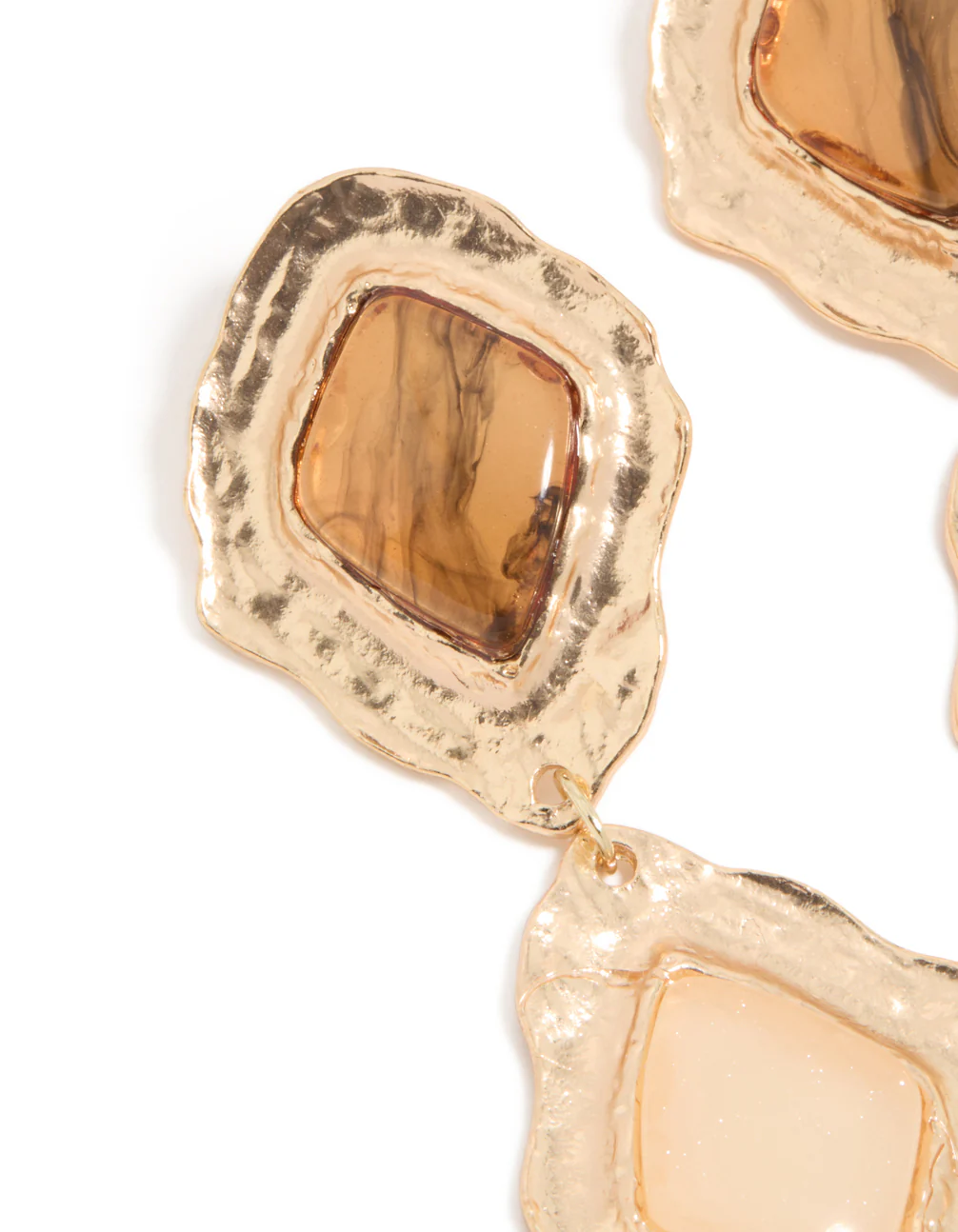 Gold Molten Aztec Drop Earrings - Image 4