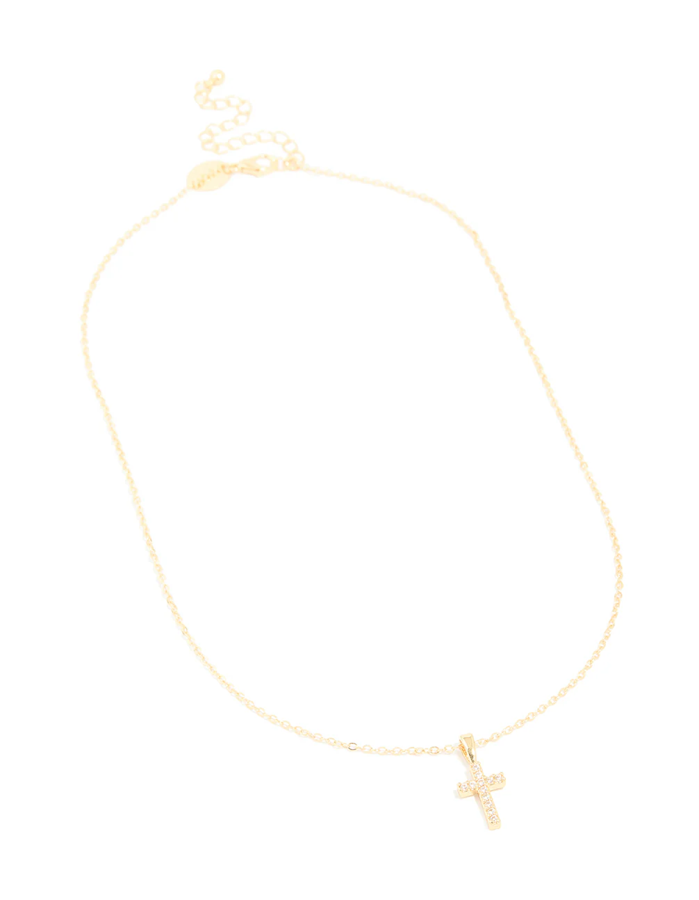 Gold Plated Cubic Zirconia Cross Pendant Necklace - Image 4