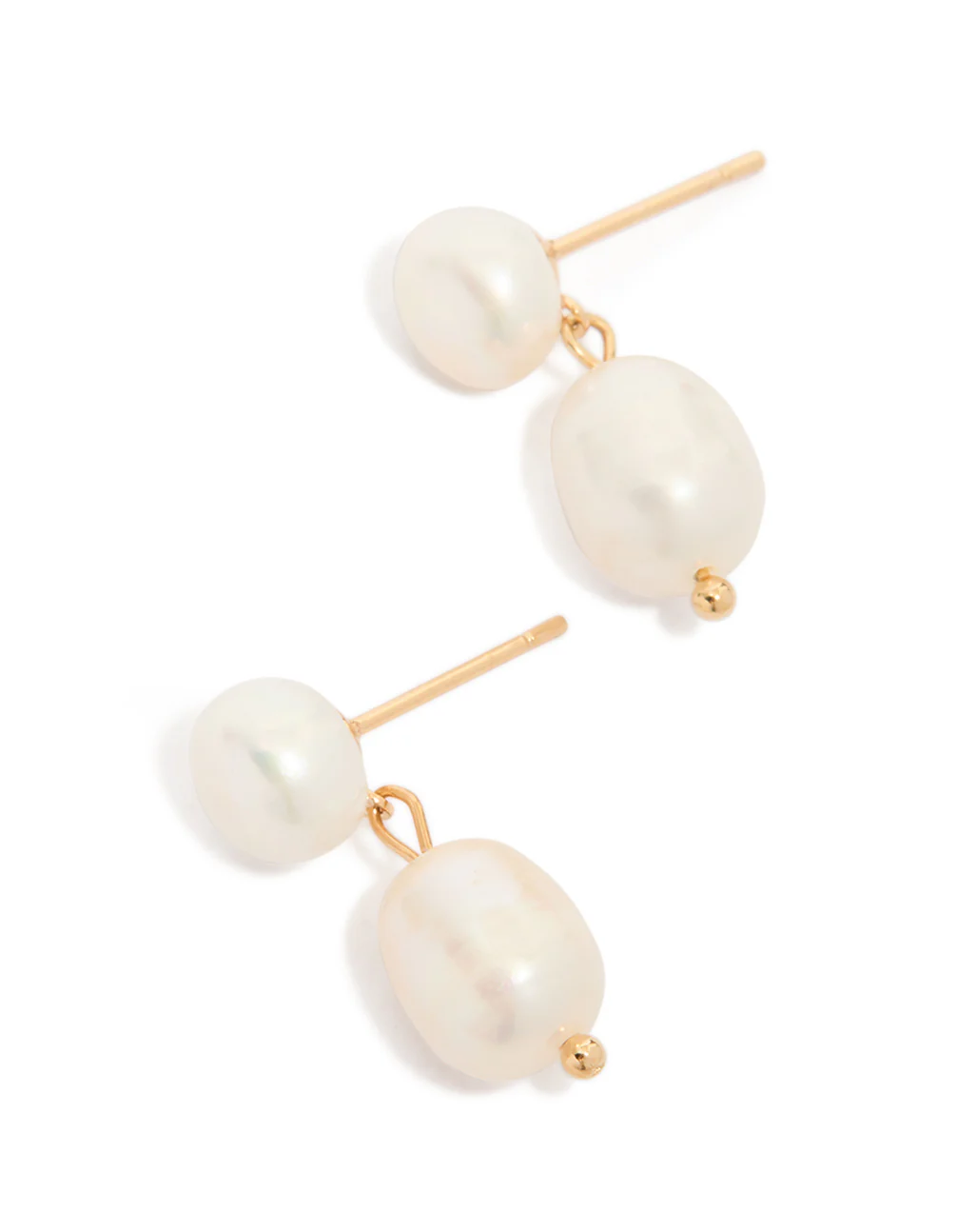 Gold Plated Freshwater Pearl Drop Earrings - Image 2