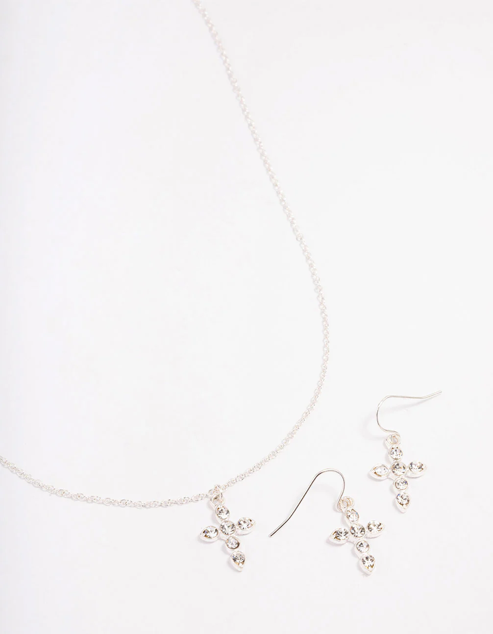 Silver Plated Diamante Cross Jewellery Set