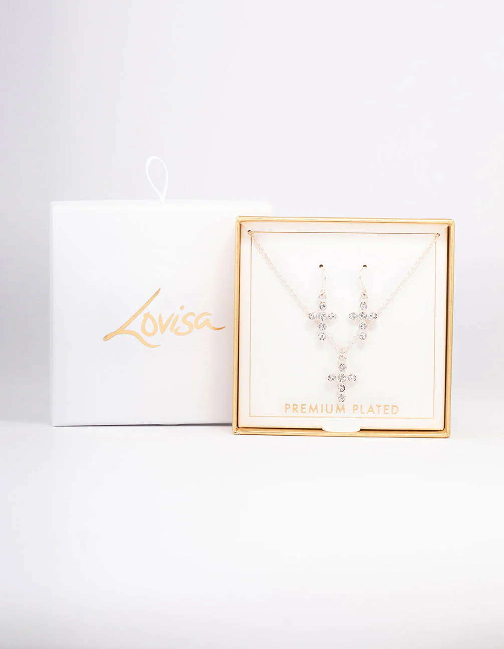 Silver Plated Diamante Cross Jewellery Set - Image 2