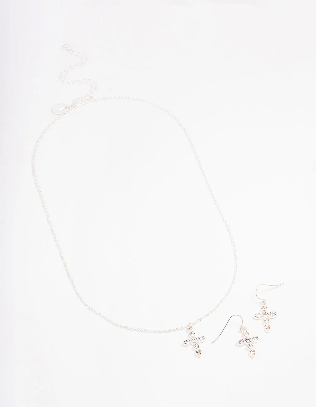 Silver Plated Diamante Cross Jewellery Set - Image 3