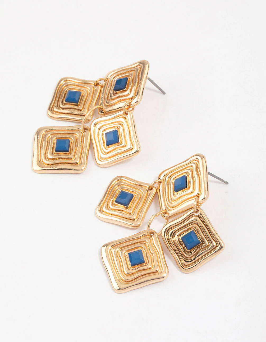 Gold Square Plated Drop Earrings - Image 3