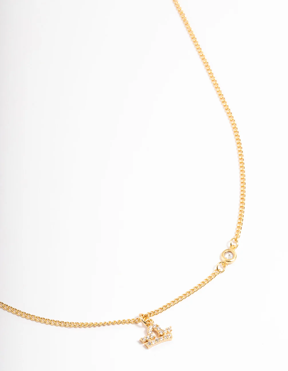 Gold Plated Libra Necklace with Diamante Pendant - Image 2
