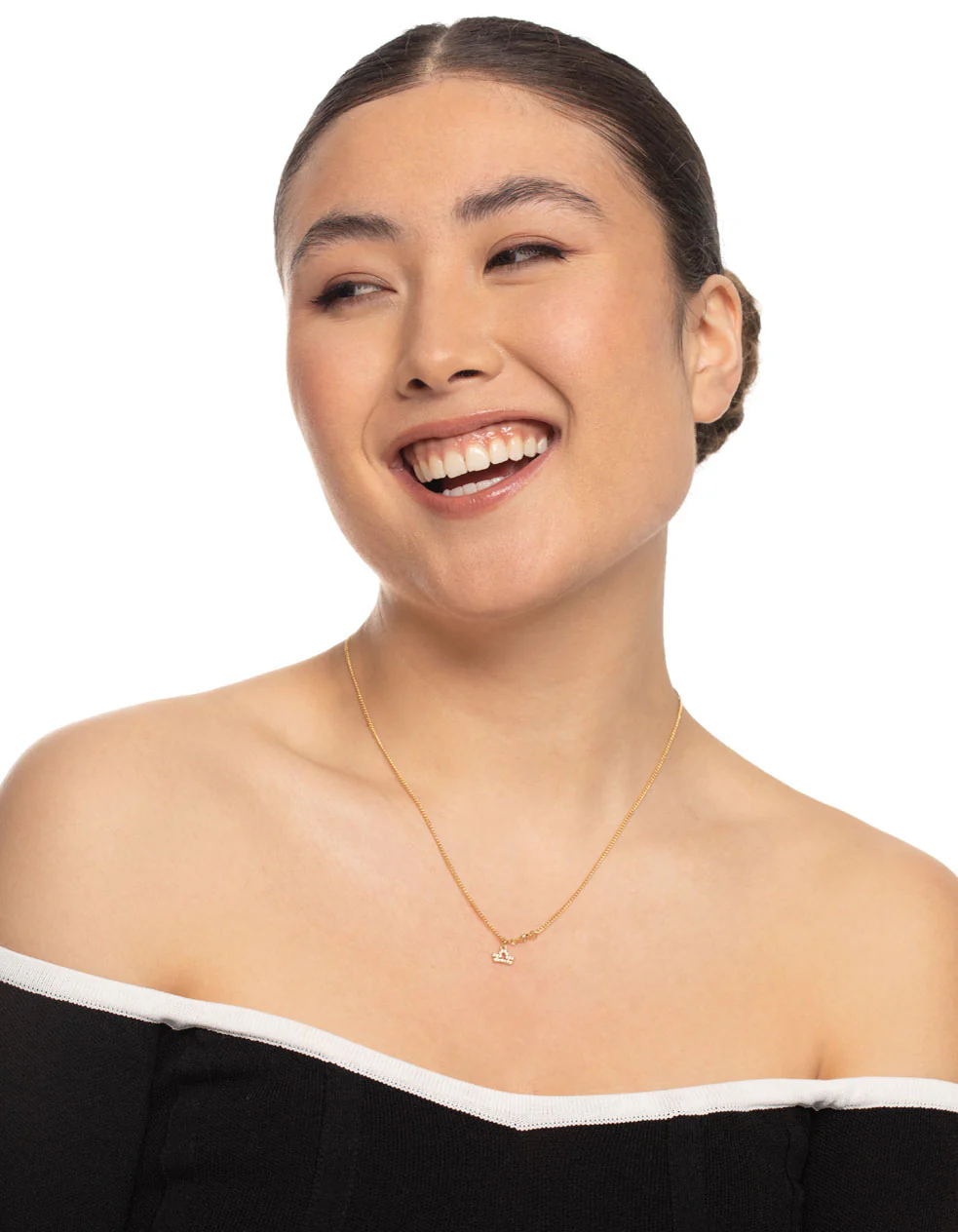 Gold Plated Libra Necklace with Diamante Pendant - Image 3