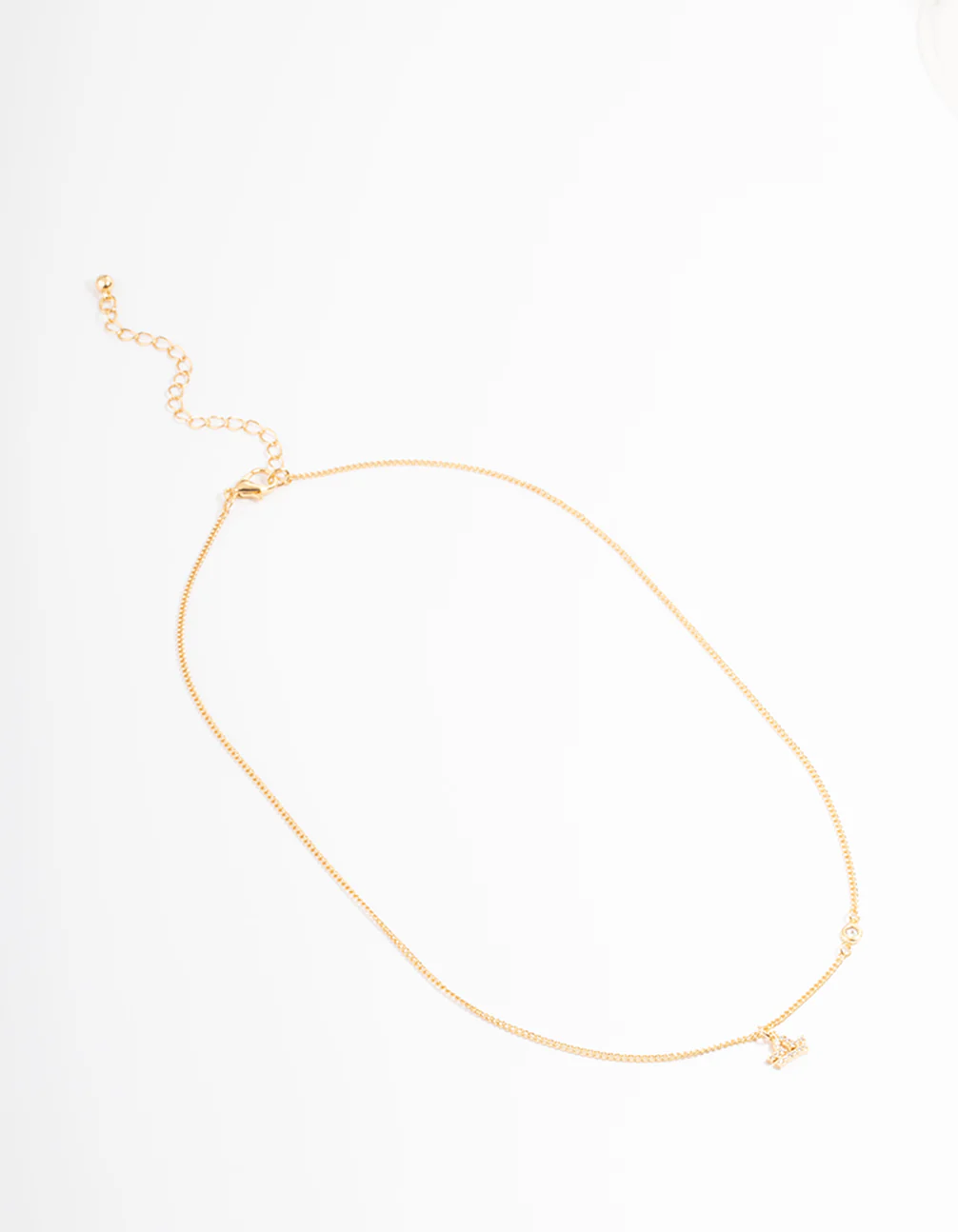 Gold Plated Libra Necklace with Diamante Pendant - Image 4