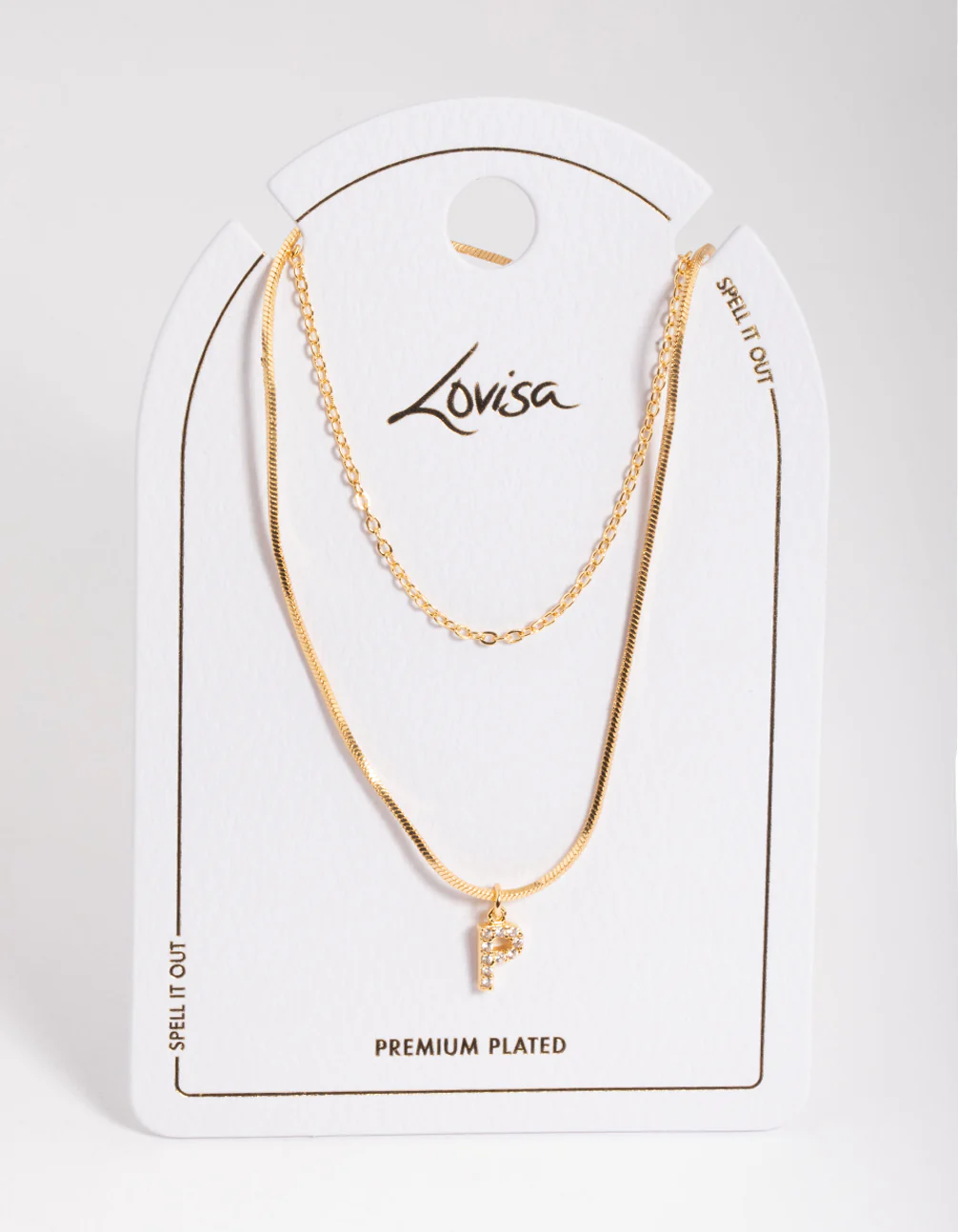 Gold Plated Diamante Letter P Layered Necklace - Image 3