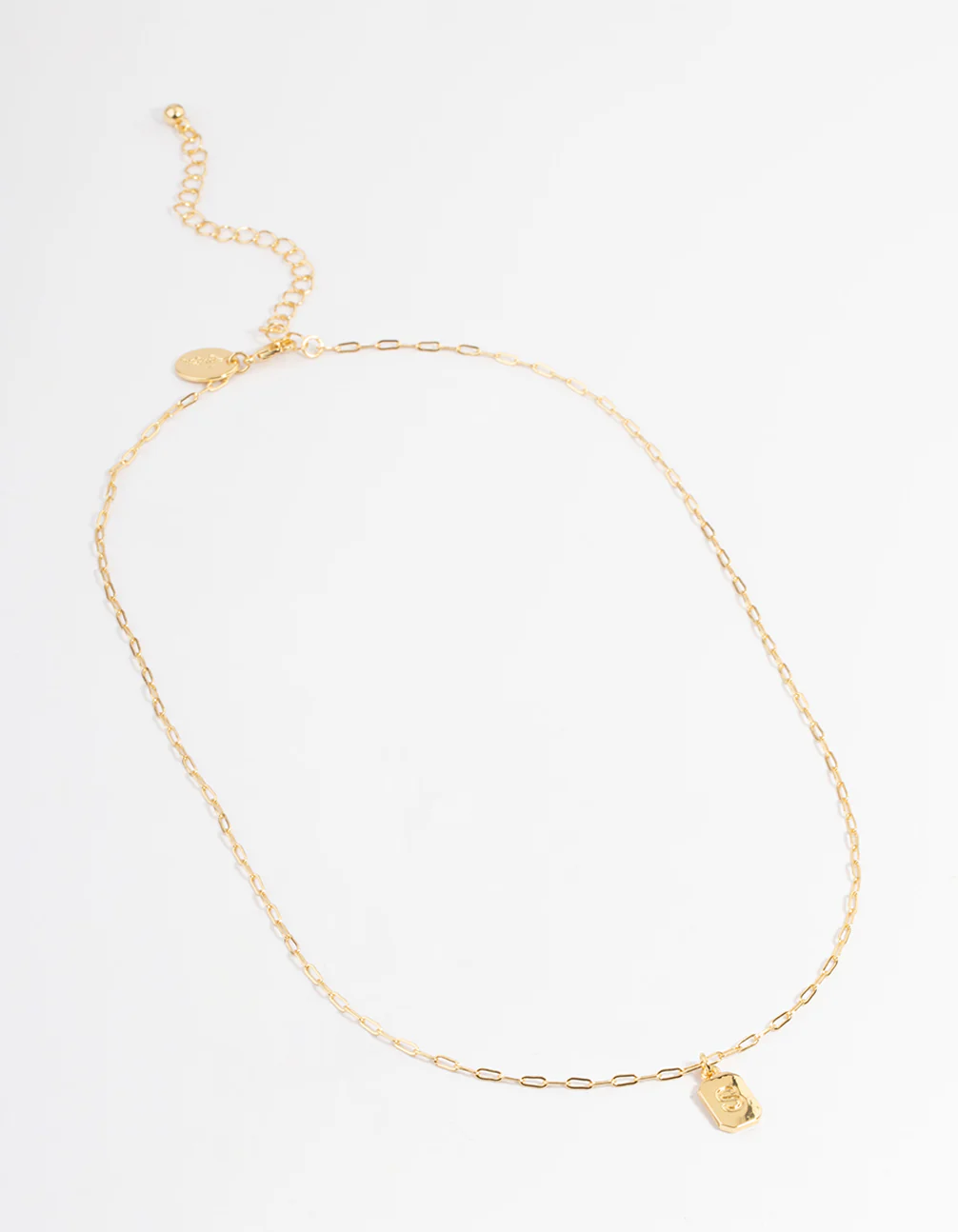 Gold Plated Letter S Rectangle Pendant  Necklace - Image 2
