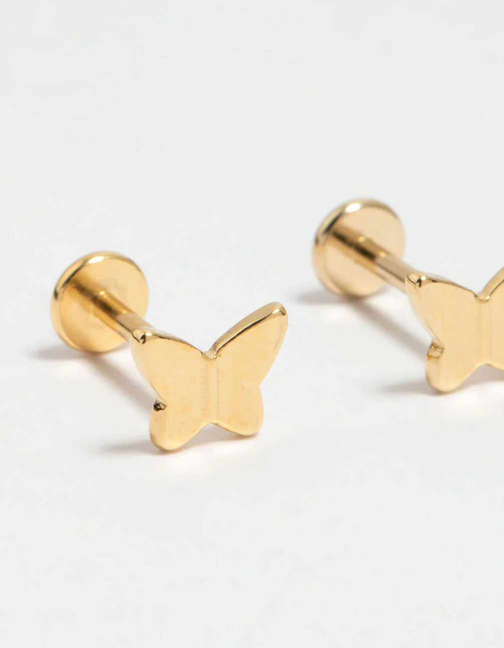 Kids Gold Plated Surgical Steel Butterfly Flat Back Earrings - Image 3