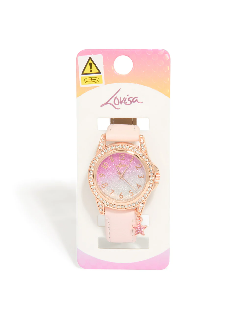 Kids Rose Gold Star Glitter Faux Leather Watch - Image 3