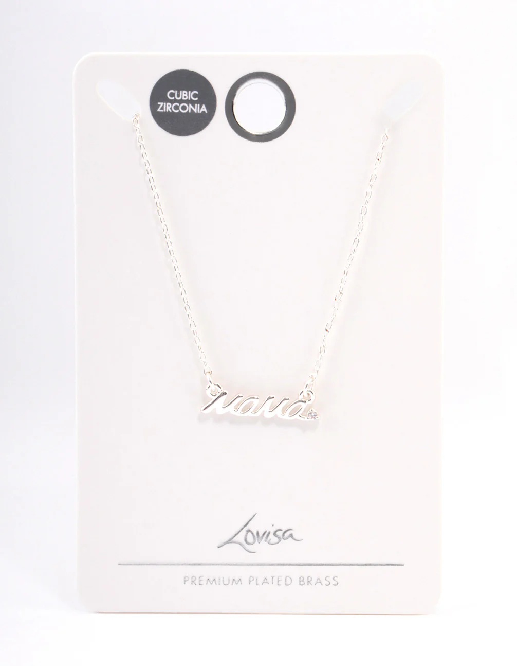 Silver Plated 'Mama' Script Disc Cubic Zirconia Necklace - Image 3
