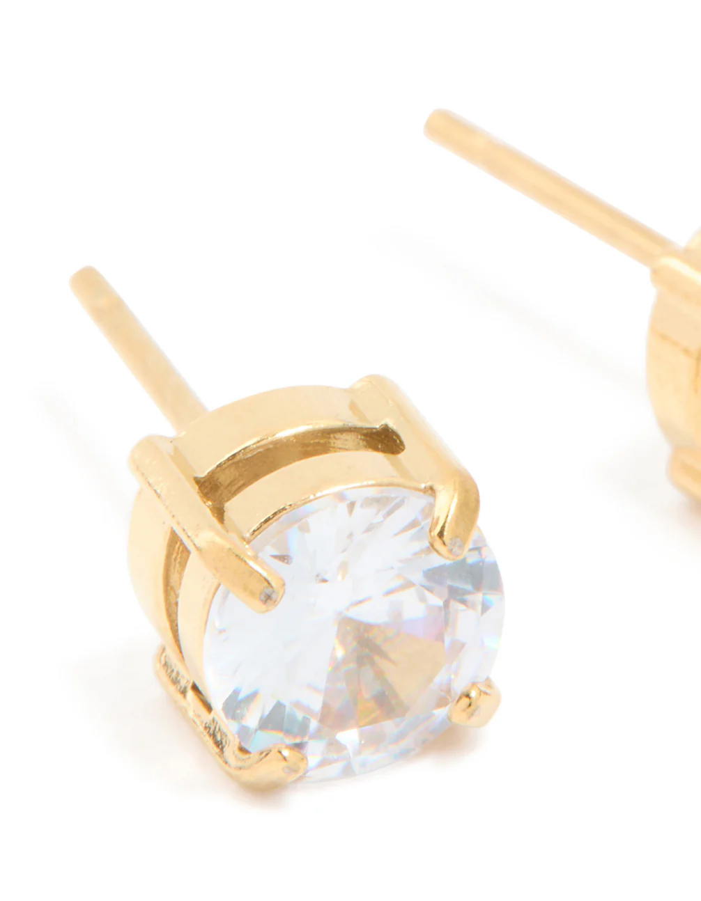 Mens Waterproof Gold Plated Stainless Steel Small Round Cubic Zirconia Stud Earrings - Image 4