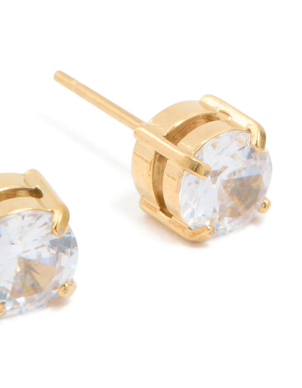 Mens Waterproof Gold Plated Stainless Steel Small Round Cubic Zirconia Stud Earrings - Image 5