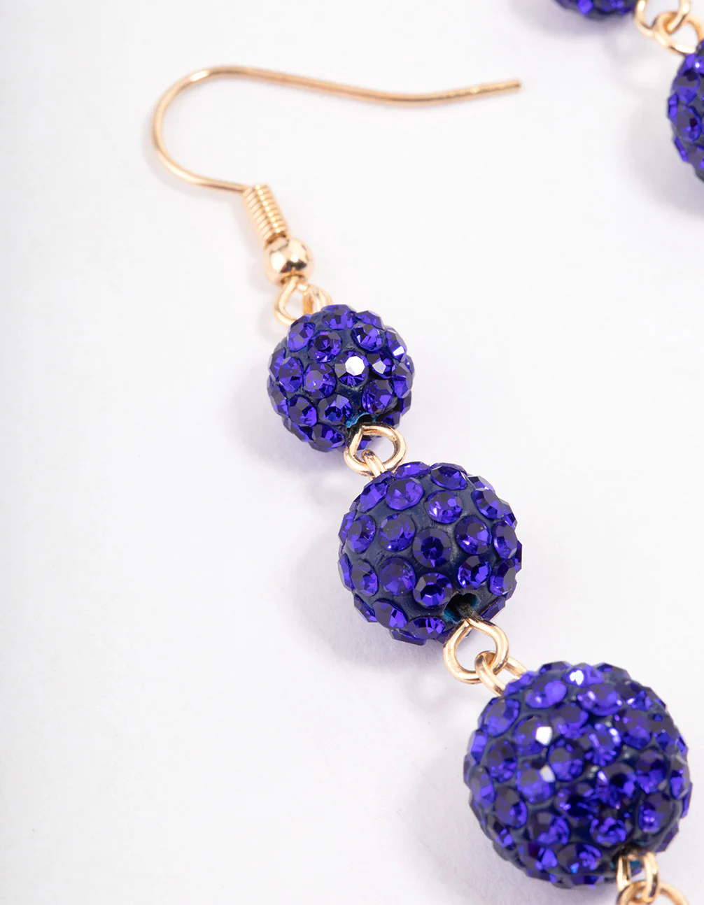 Blue Triple Ball Drop Earrings - Image 2