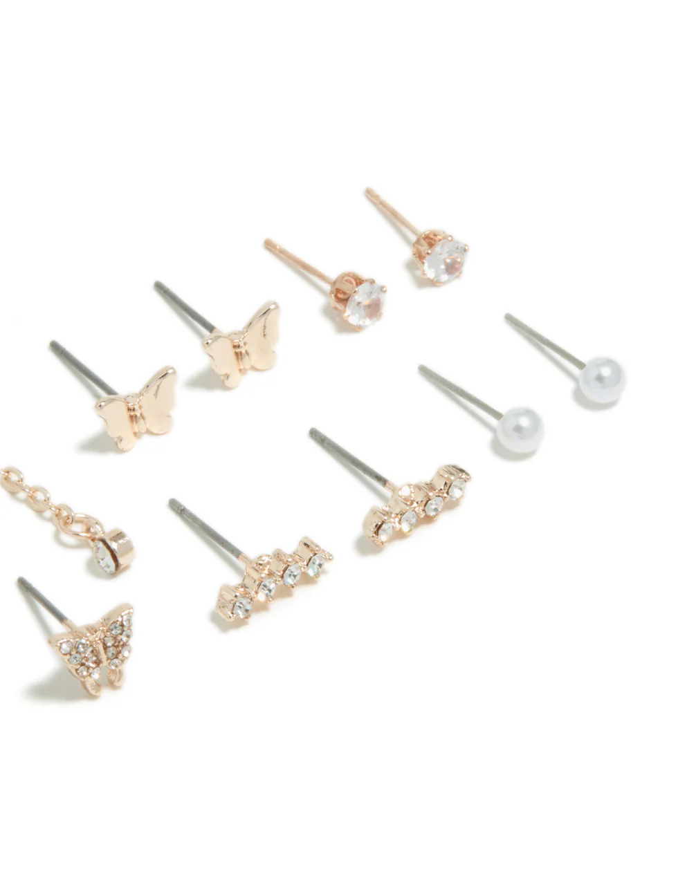 Rose Gold Butterfly Chain & Star Earrings 8-Pack - Image 3