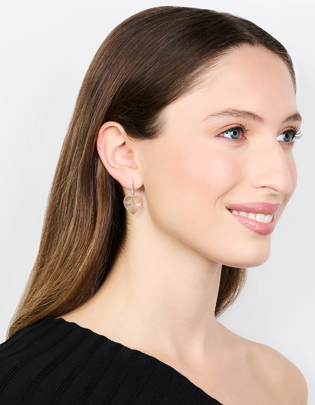 Rose Gold Butterfly & Heart Hoop Earrings - Image 3
