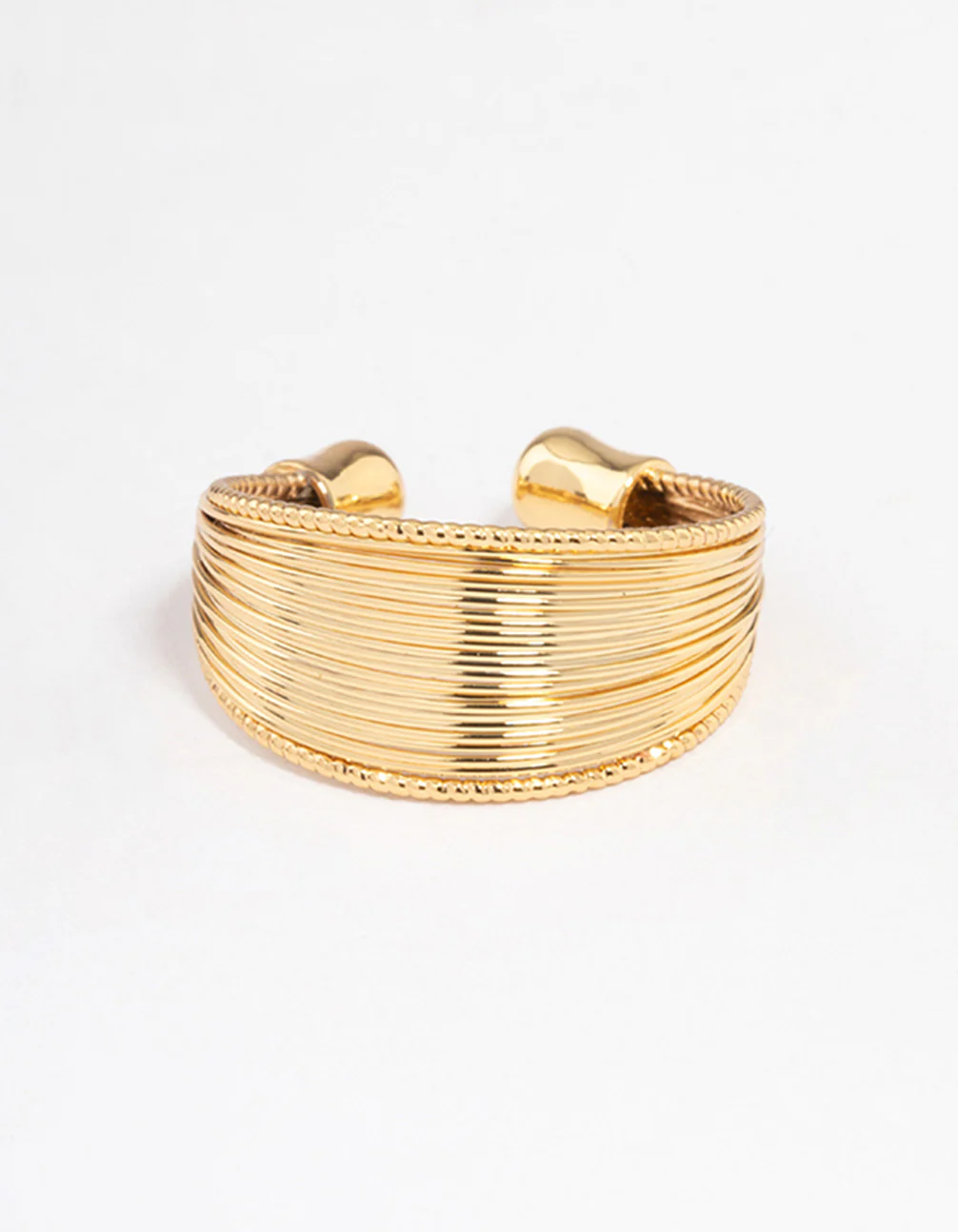Gold Plated Textured Rows Ring - Image 3