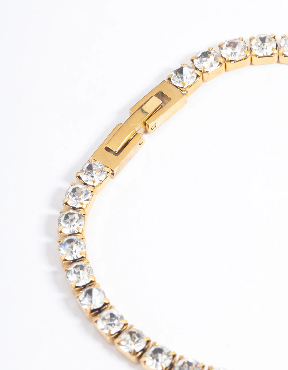 Waterproof Gold Plated Stainless Steel Diamante Tennis Bracelet - Image 3