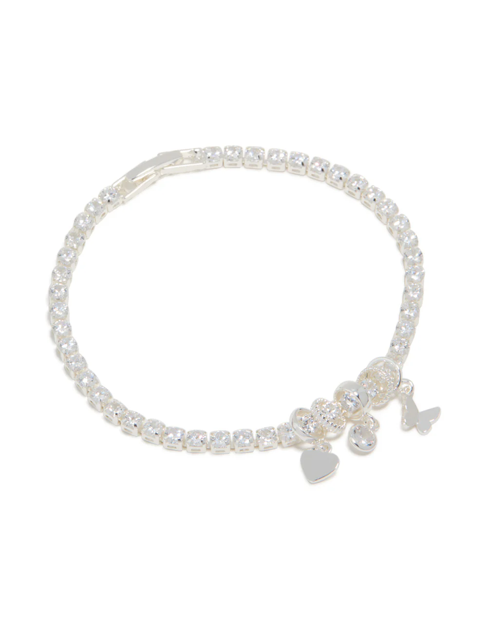 Silver Plated Cubic Zirconia Mixed Charm Tennis Bracelet - Image 2