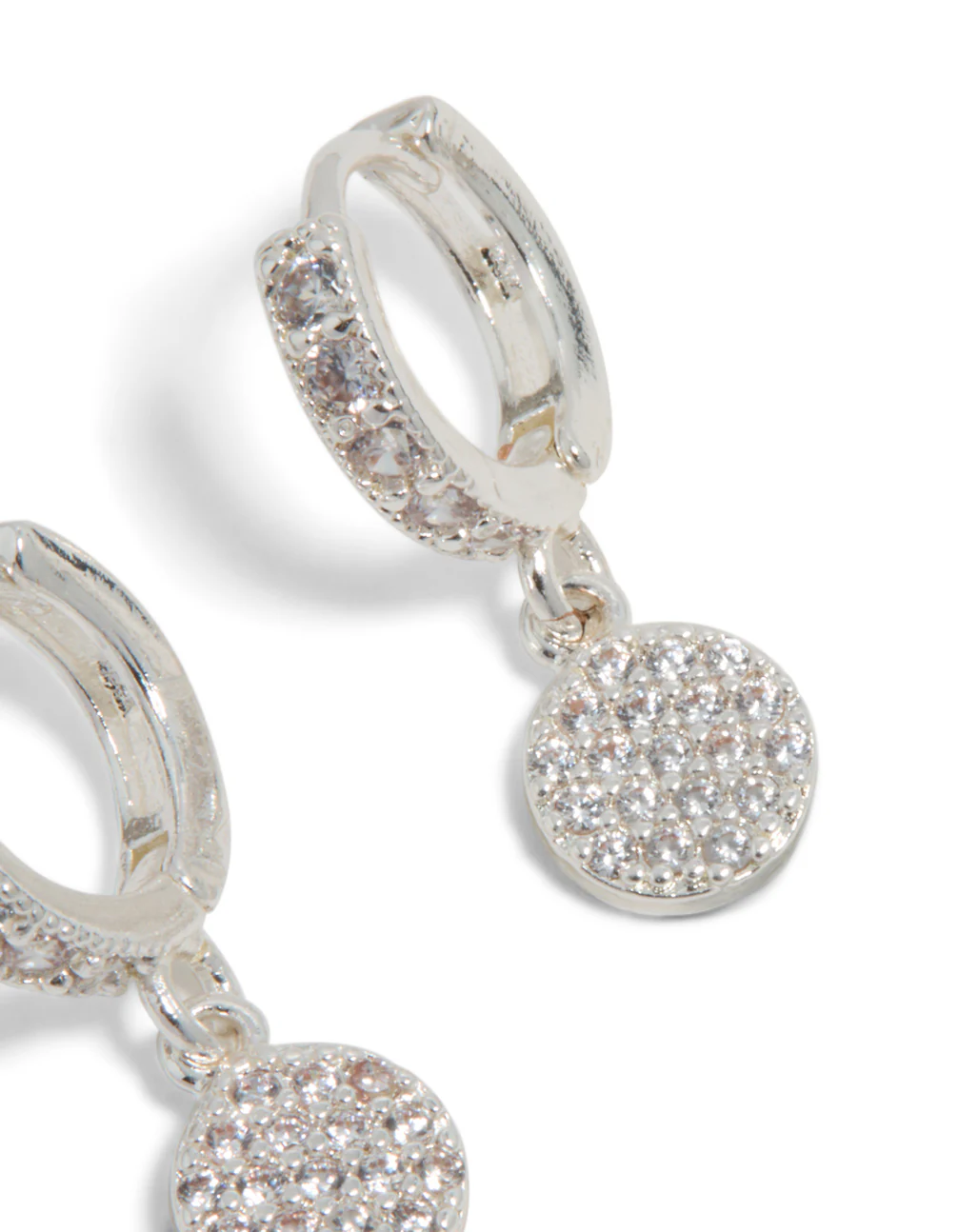 Silver Plated Cubic Zirconia Pavé Circle Drop Earrings - Image 5