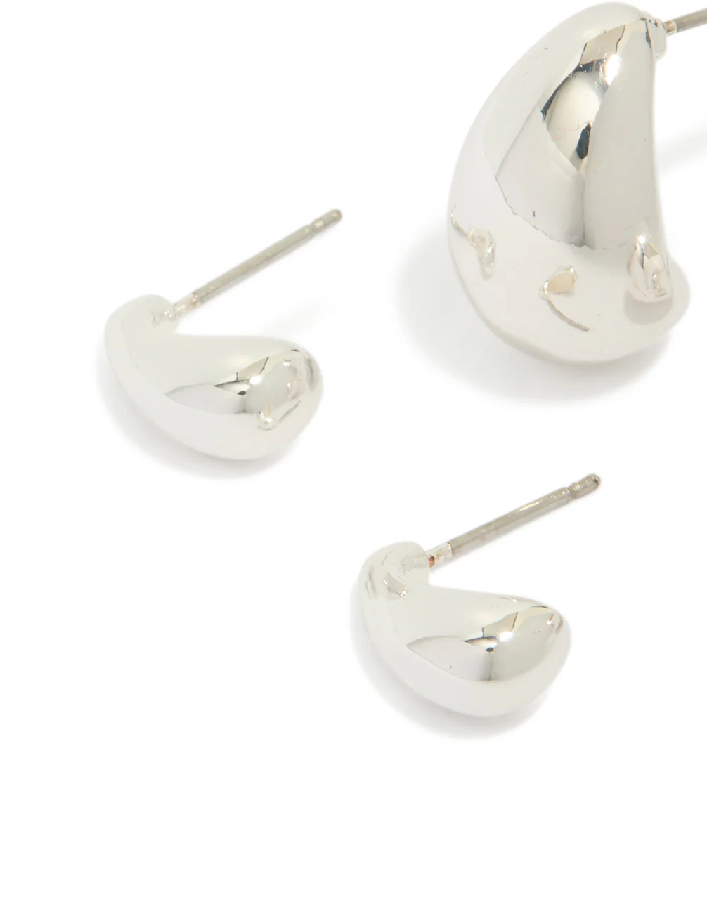 Silver Plated Teardrop Stud Earrings 2-Pack - Image 2