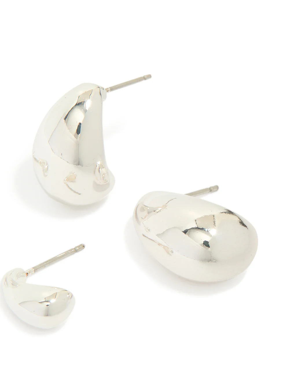 Silver Plated Teardrop Stud Earrings 2-Pack - Image 3