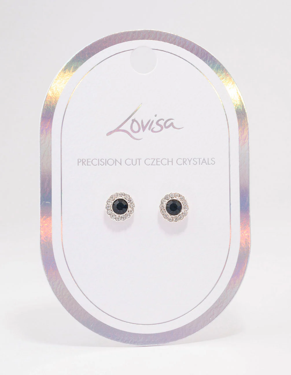 Silver Sapphire Crystal Halo Stud Earrings - Image 2