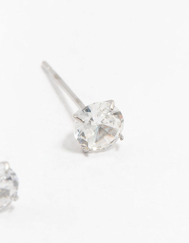 Waterproof Stainless Steel Cubic Zirconia Stud Earrings 5 MM - Image 5