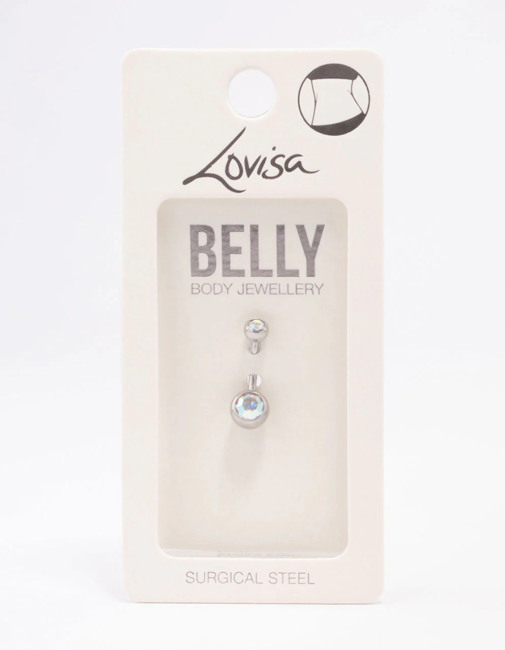 Surgical Steel Bezel Diamante Belly Ring - Image 3