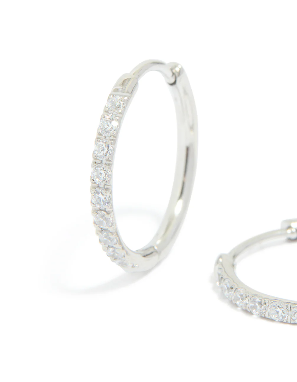 Surgical Steel Cubic Zirconia Classic Hoop Earrings 12 MM - Image 4