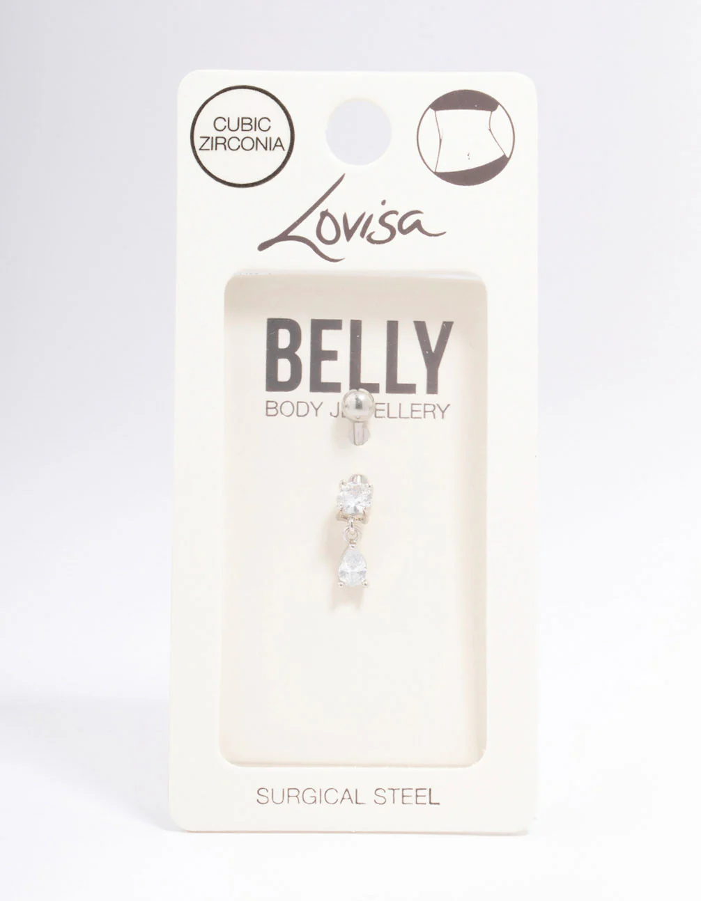 Surgical Steel Cubic Zirocnia Pear Drop Belly Piercing - Image 3