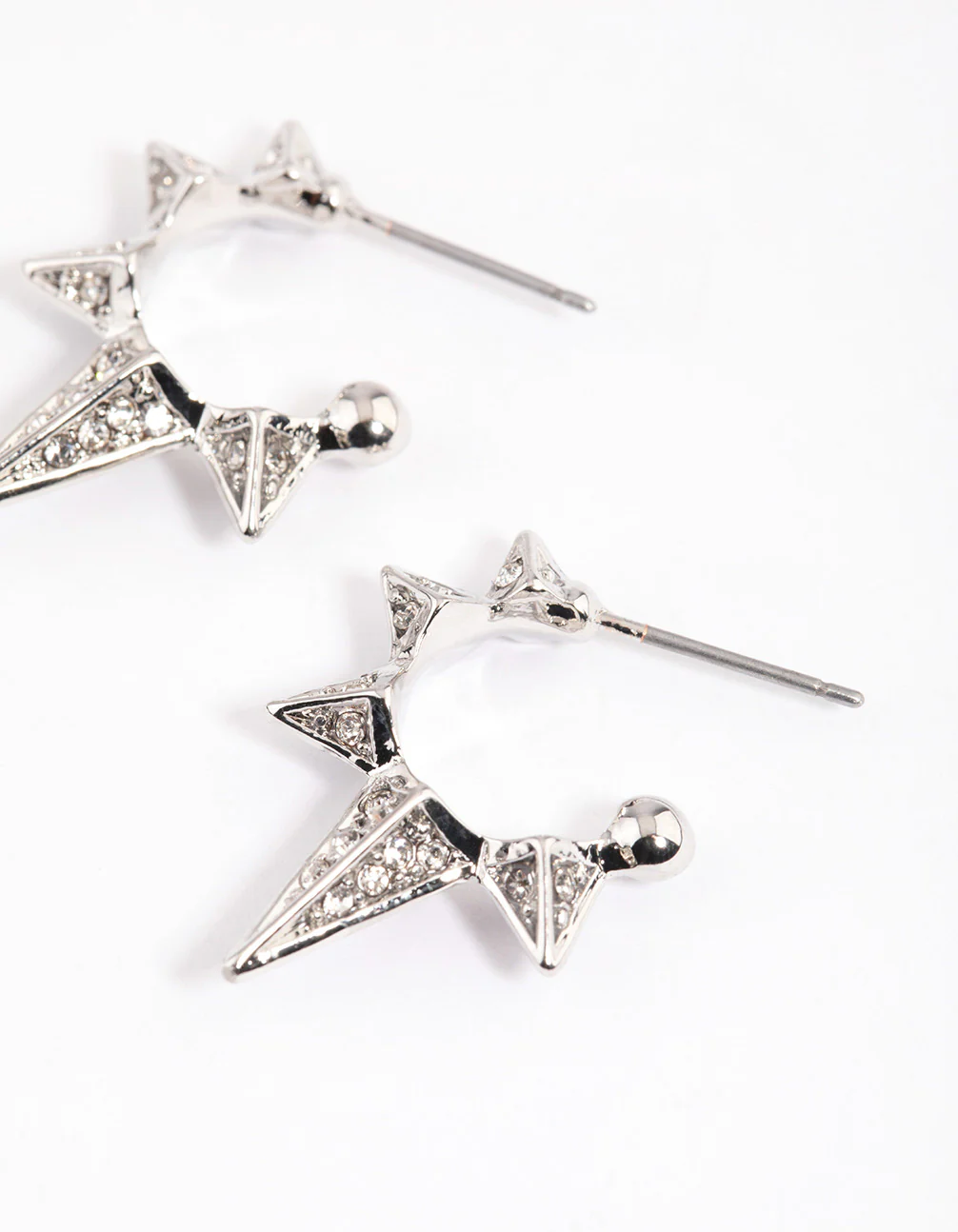 Silver Spiky Diamante Hoop Earrings - Image 3
