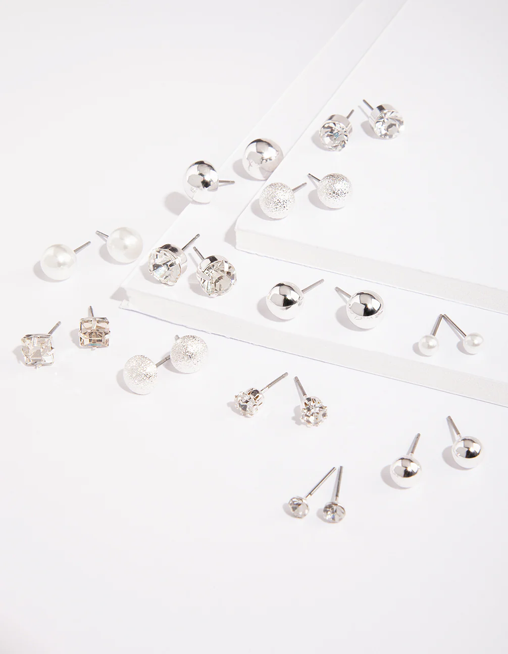 Silver Diamante Pearl Earring 12-Pack