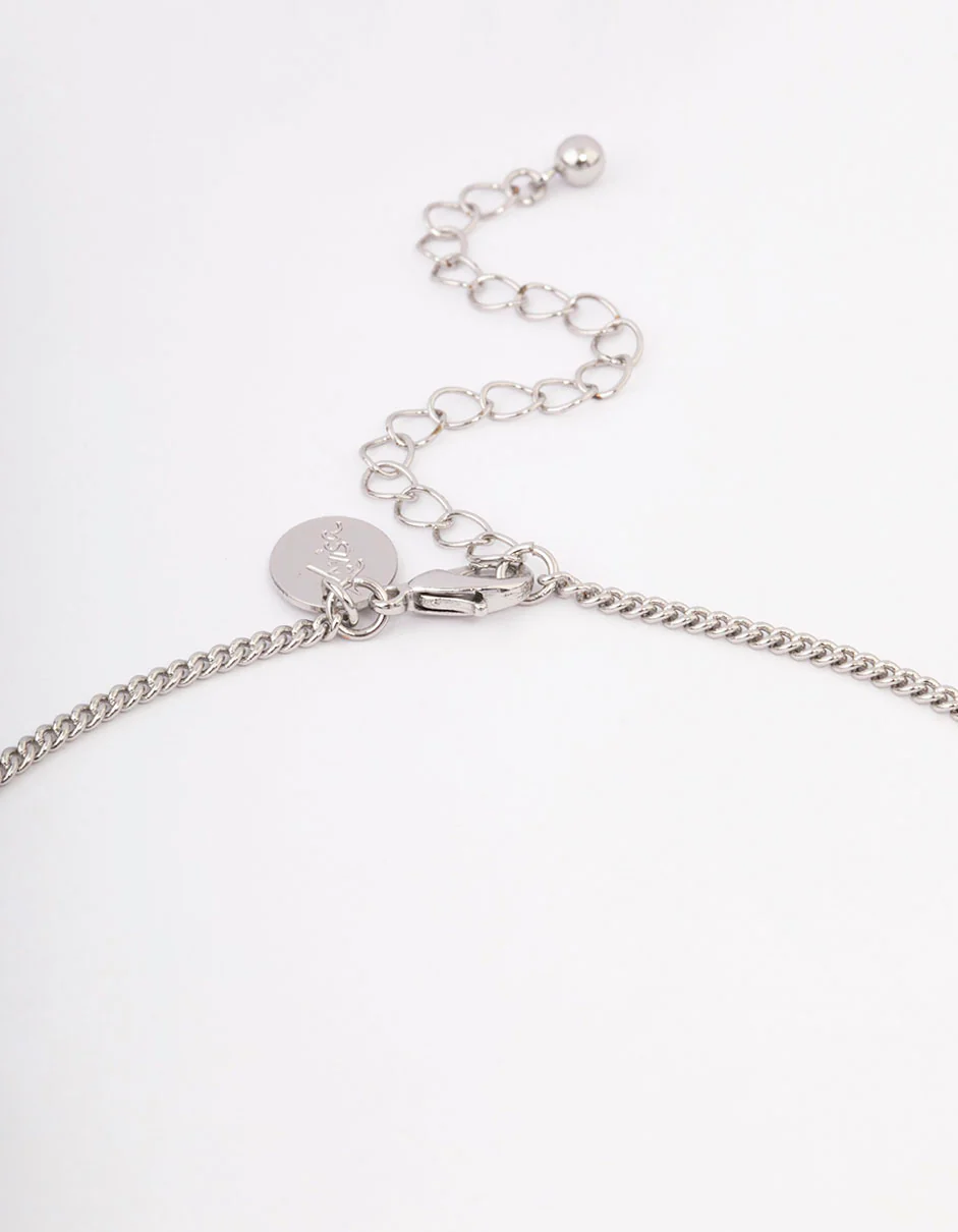 Silver Diamante Disc Long Necklace - Image 3