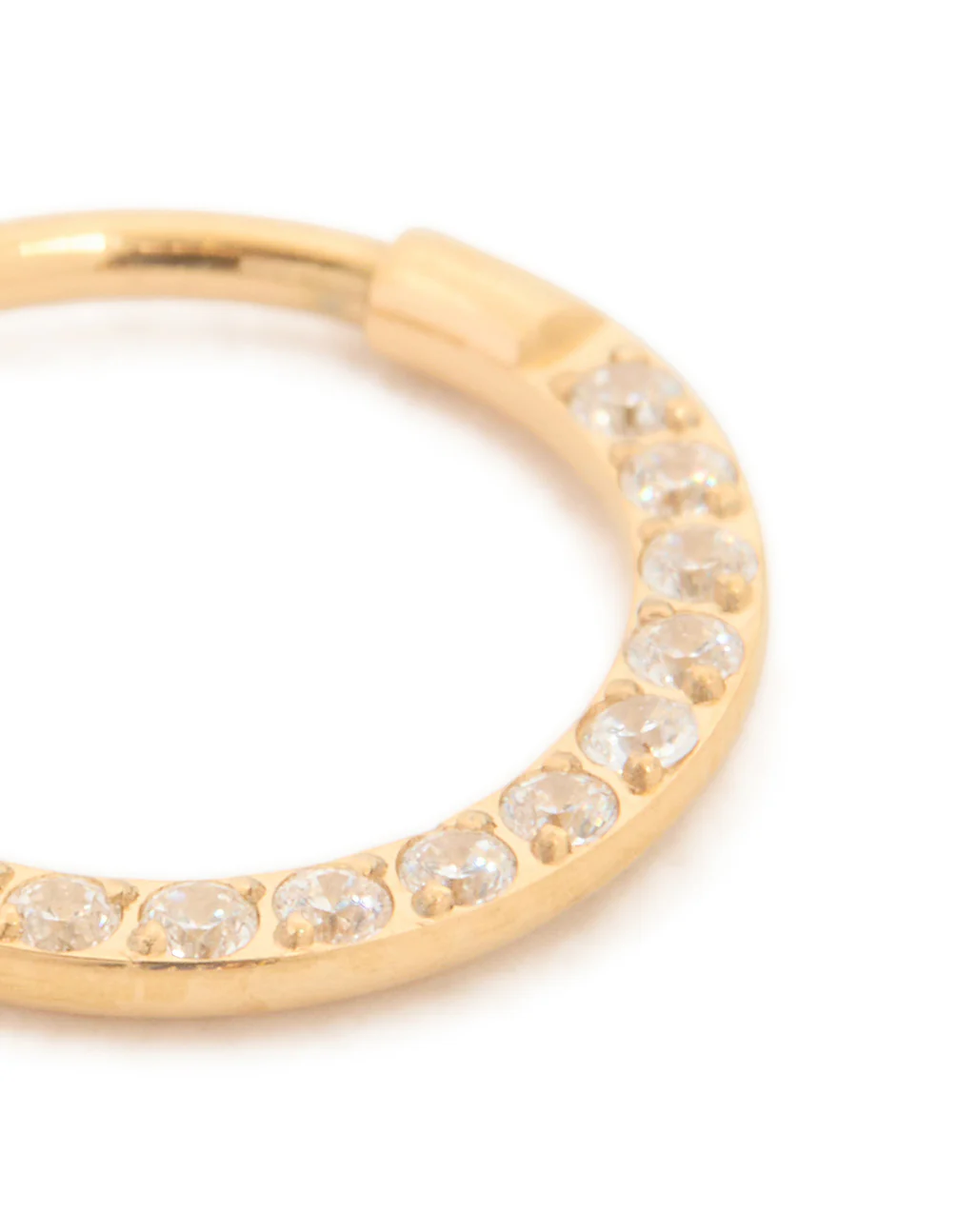 Gold Plated Titanium Cubic Zirconia Clicker Ring 8mm - Image 4