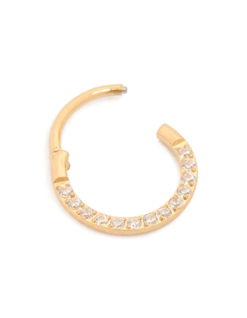 Gold Plated Titanium Cubic Zirconia Clicker Ring 8mm - Image 5